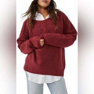 Free People Care Eastwood Tunic Sweater in Rhubarb Heather